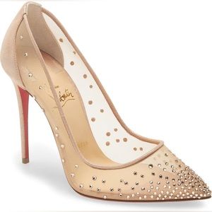 Christian Louboutin Womens Follies Mesh Strass Pumps 85